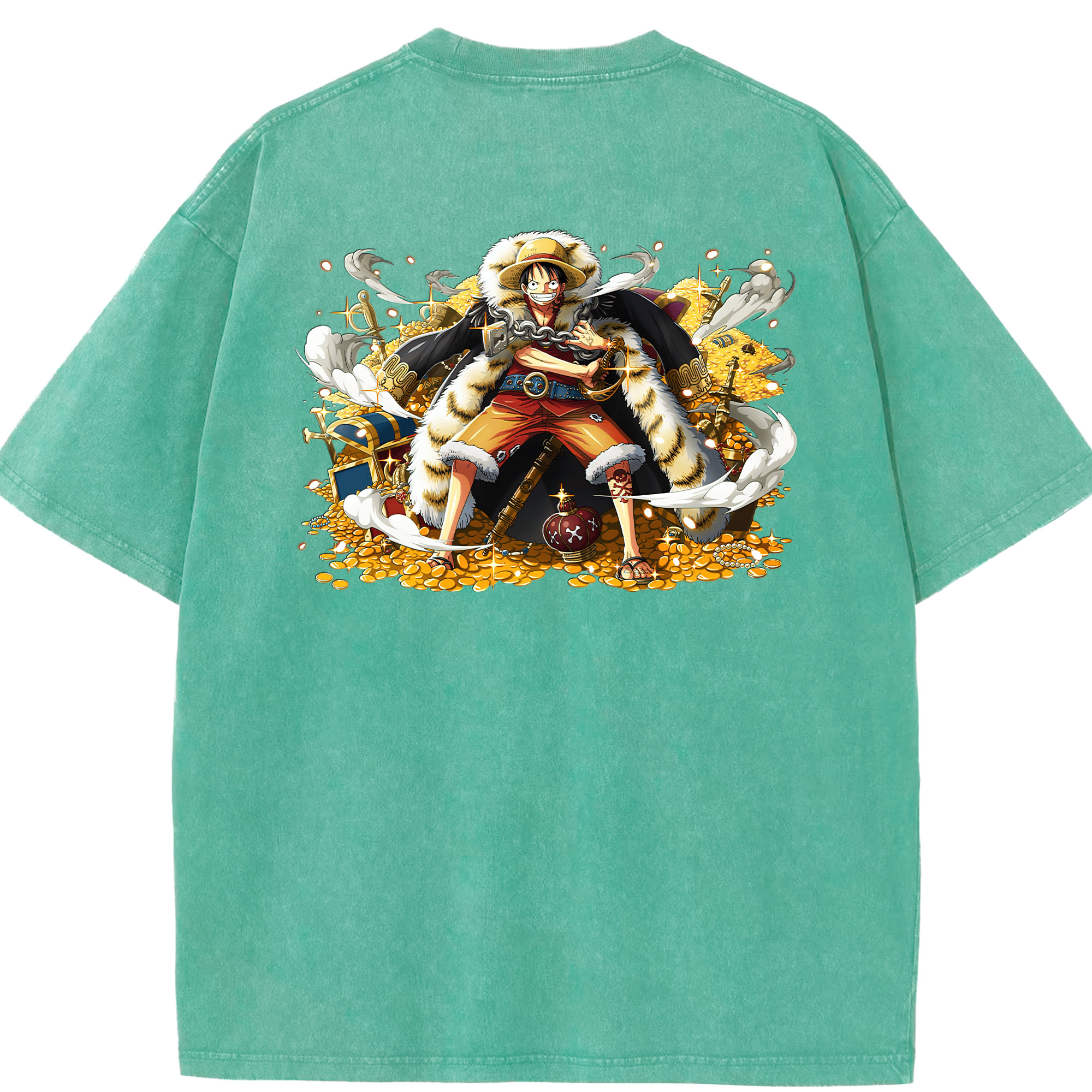 ワンピース モンキー・D・ルフィ ONE PIECE Monkey D. Luffy 綿100% ヴィンテージ風 半袖Tシャツ（背面プリント）